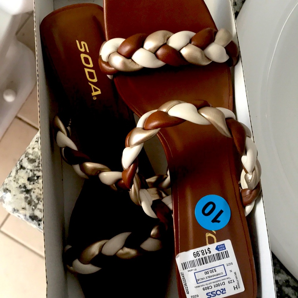 Brown braided shoes size 10